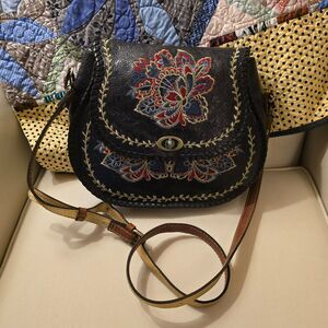 Patricia Nash Arezzo Saddle Bag with Floral Embroidery